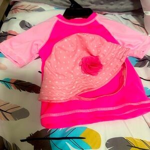 NWOT. Worn maybe once sz kids 3-6M pink swim shirt/ rash guard. Perfect like new